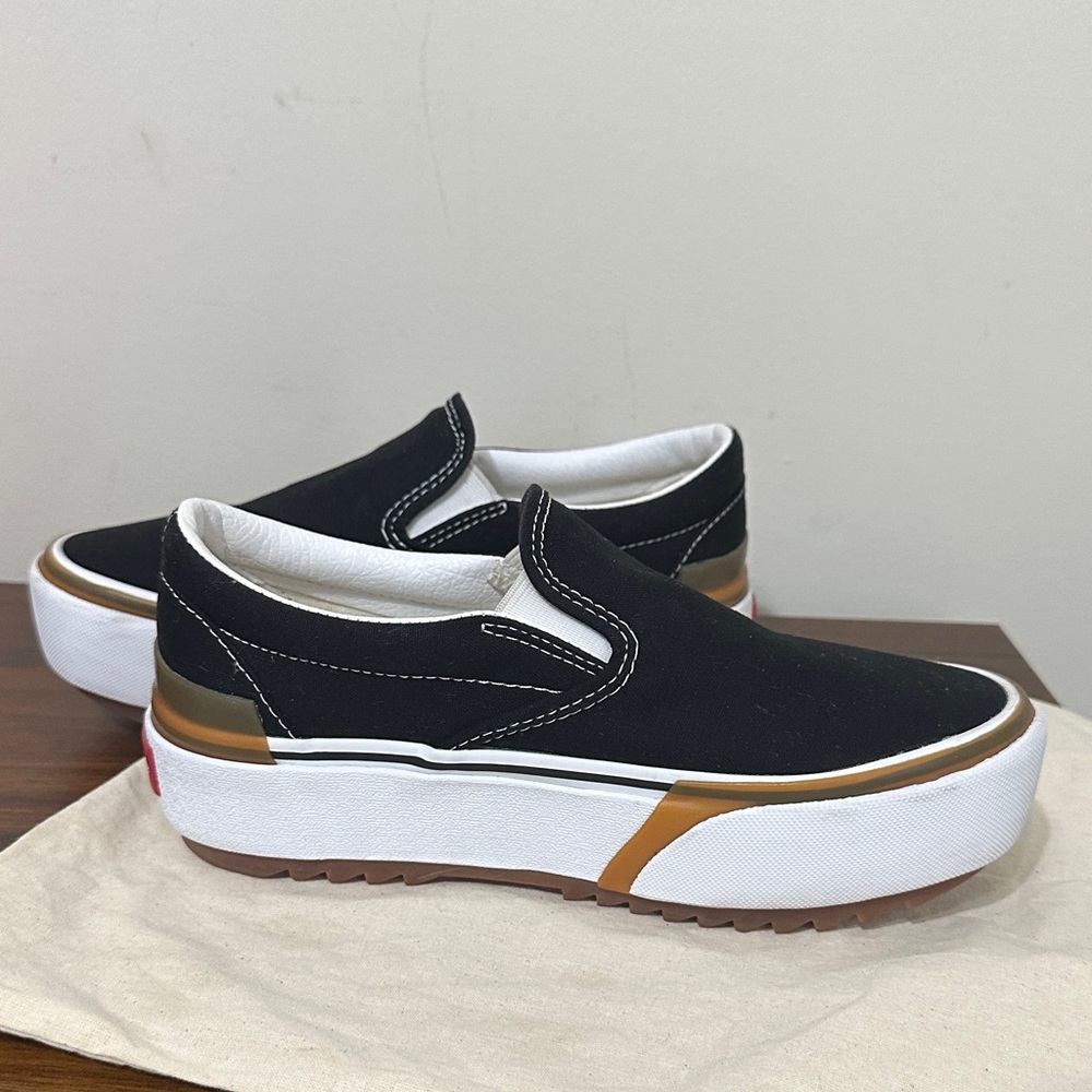 Vans Women's Black and Gold Platform Sneakers